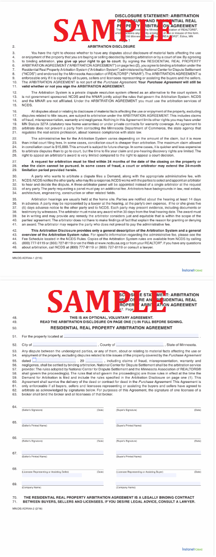 Sample Arbitration Agreement 2/2016