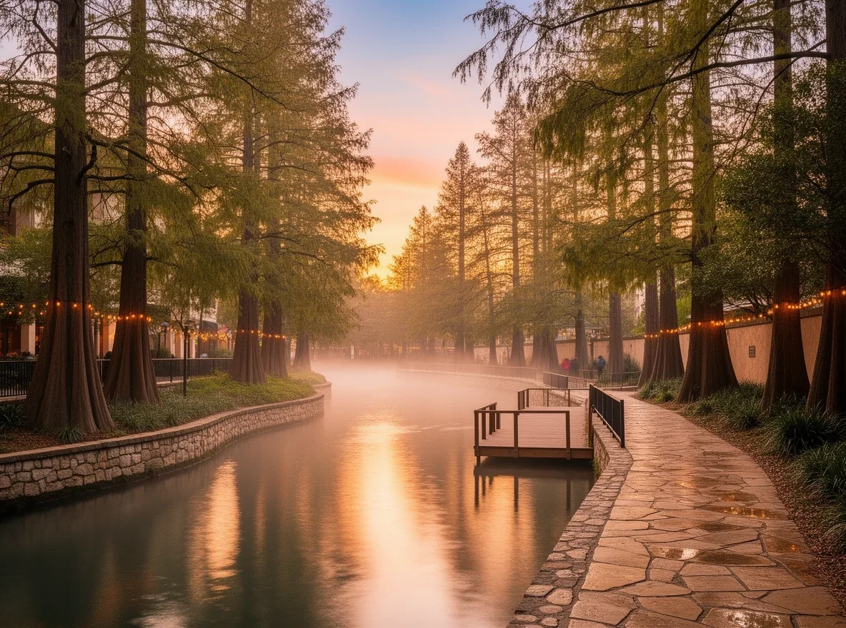Morning light along the San Antonio River Walk
