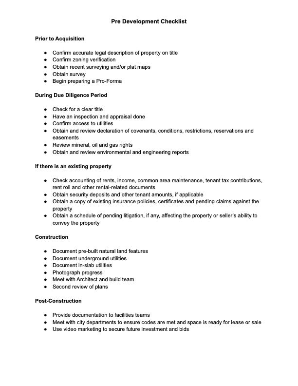 Development Checklist