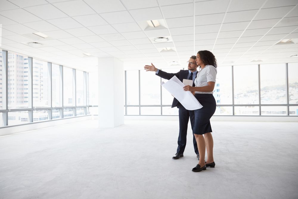 real estate agents checking the building