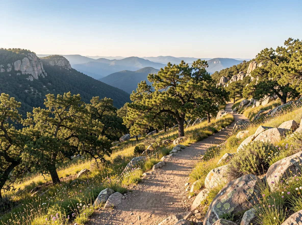 Scenic hiking trail near Westlake with Hill Country views
