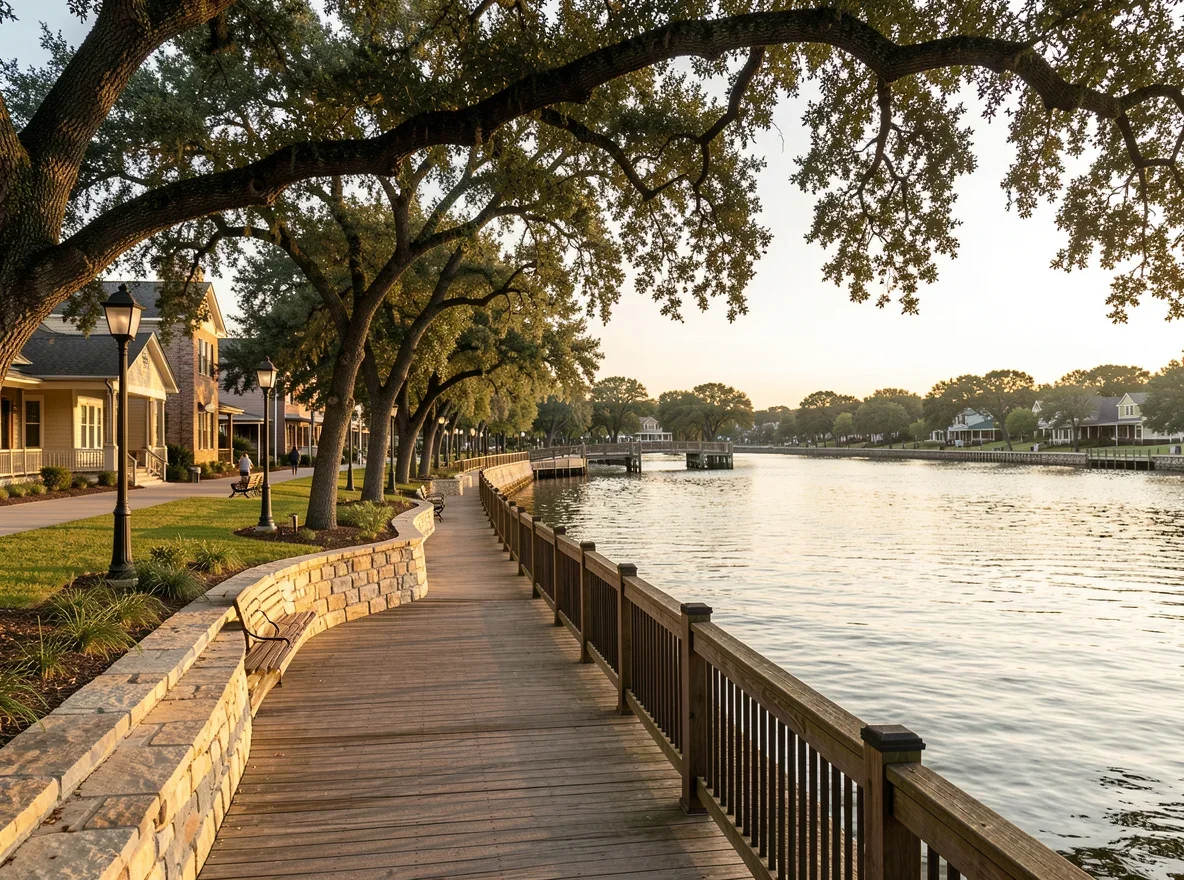 Riverfront trail and limestone banks near Georgetown