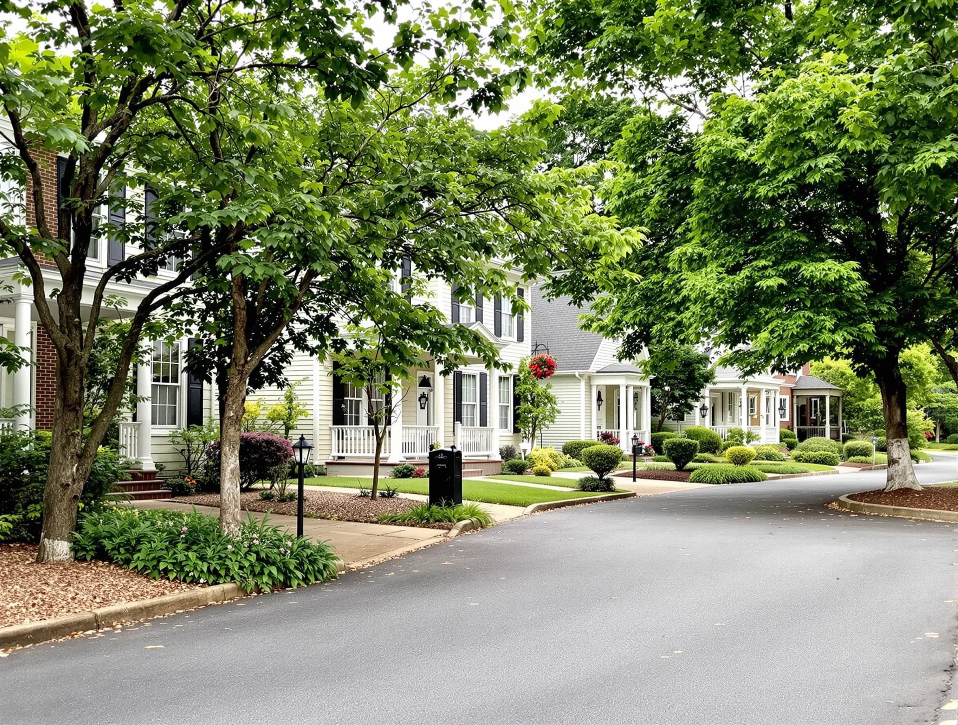 Charming residential street in Weaverville, North Carolina