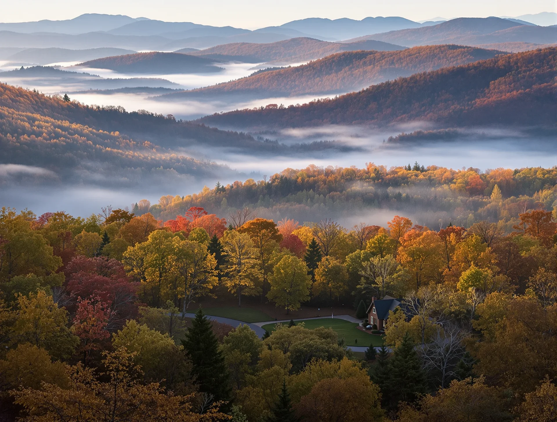 Peaceful Blue Ridge mountain landscape near Weaverville, North Carolina