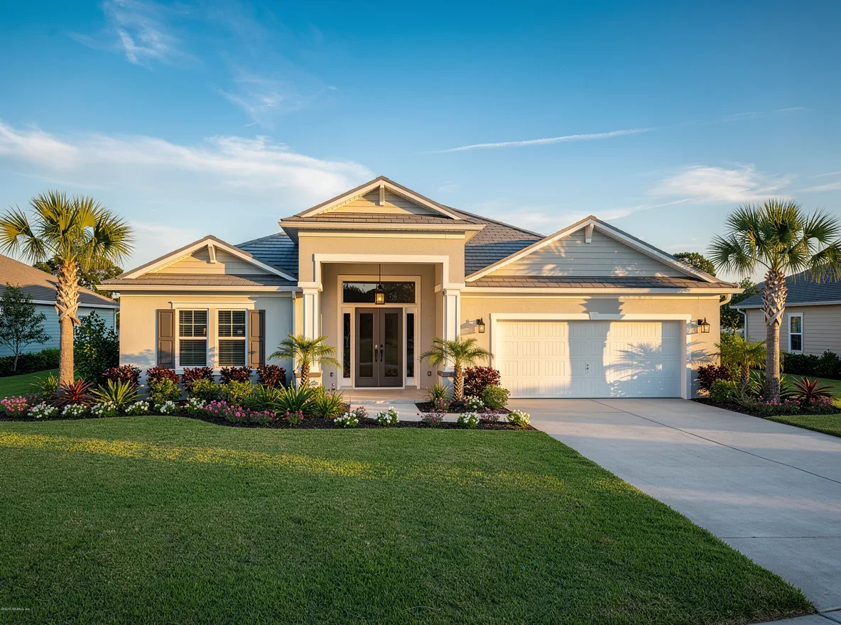 Coastal home exterior with fresh landscaping in St. Augustine
