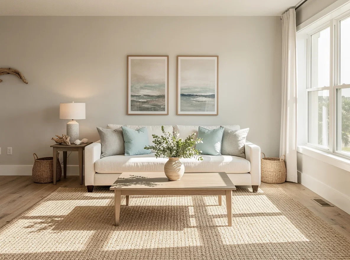 Bright coastal living room with natural light in St. Augustine