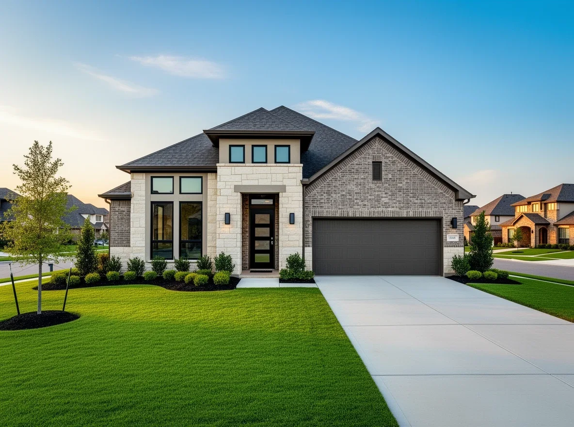New construction luxury home exterior in Prosper, Texas