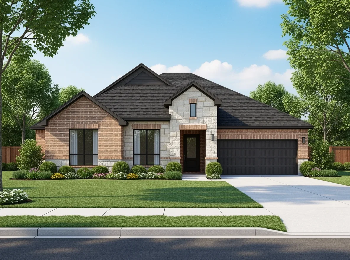 Brick and stone home exterior in Dallas