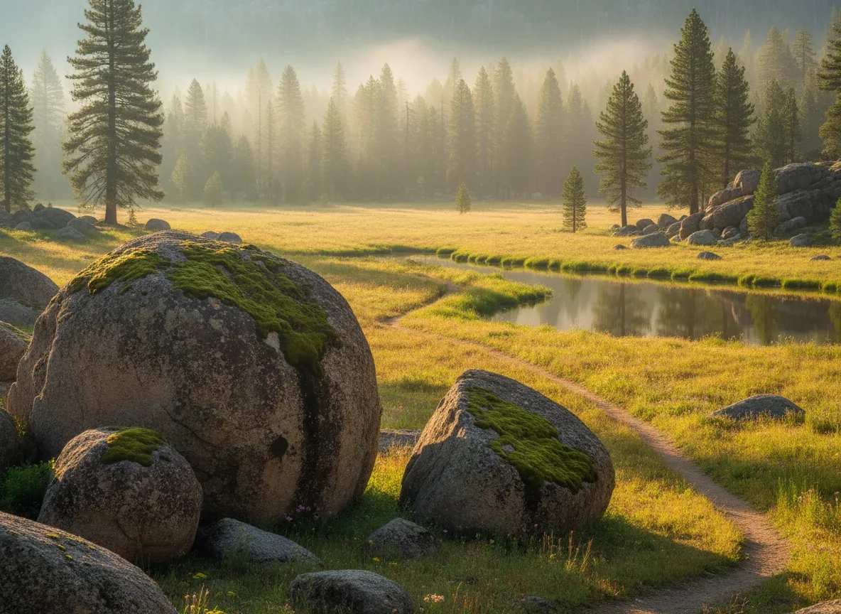 Pine forest and meadow in the Sierra near Cold Springs, California