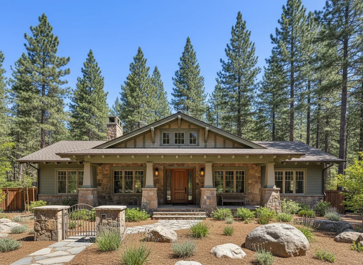 Home exterior in a pine setting in Tuolumne County