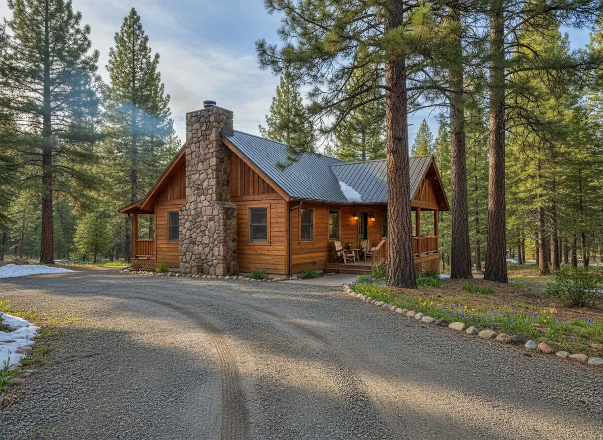 Mountain cabin exterior near Long Barn, California