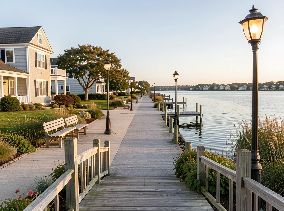 Cape Cod waterfront neighborhood scene