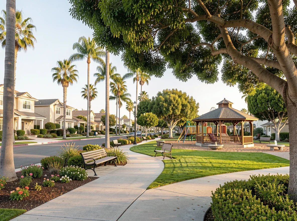 Residential neighborhood streetscape in Oxnard, California