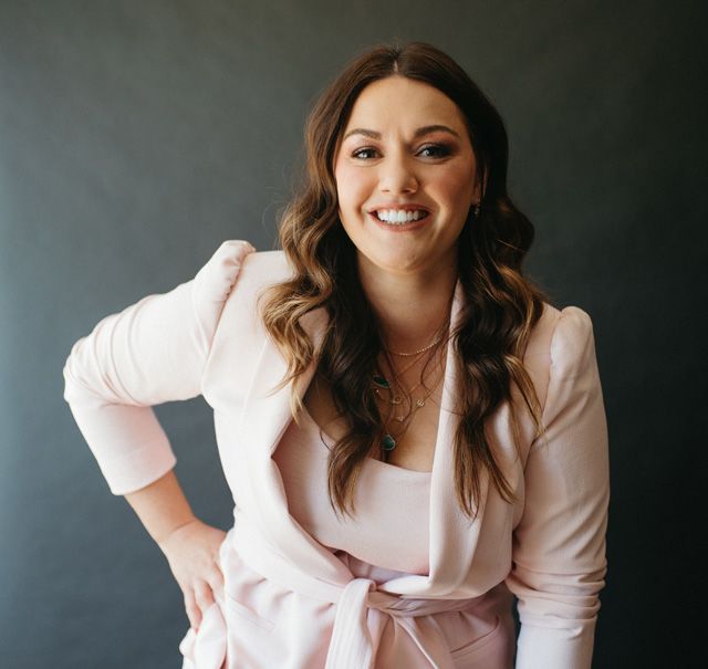 real estate woman leaning inward