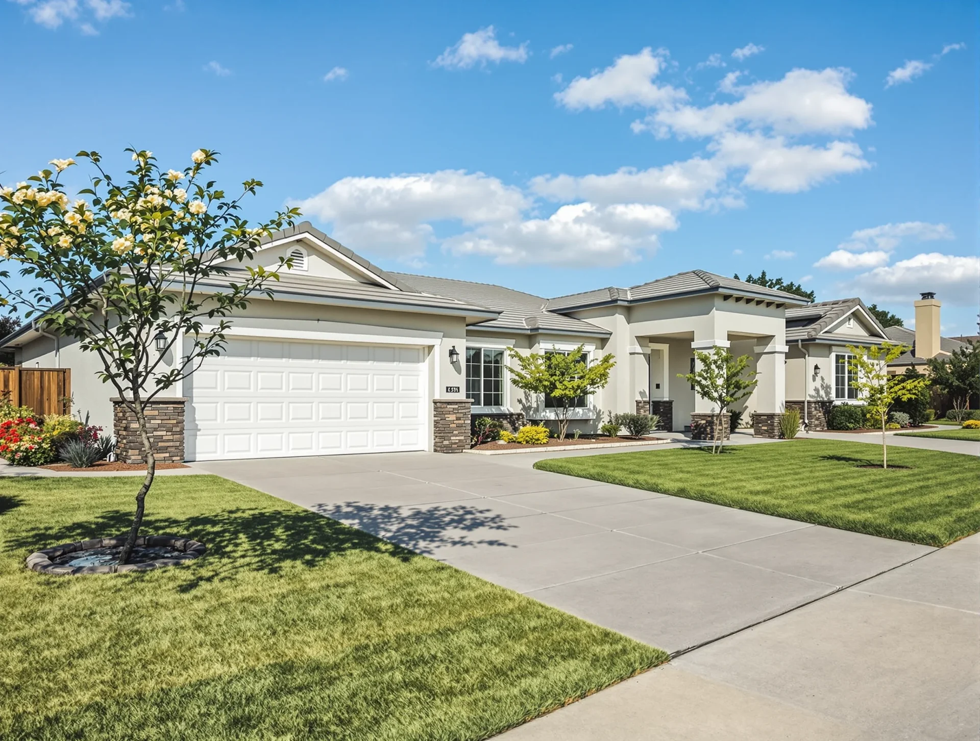 Modern suburban homes on a quiet cul-de-sac in the Rosedale area of Bakersfield