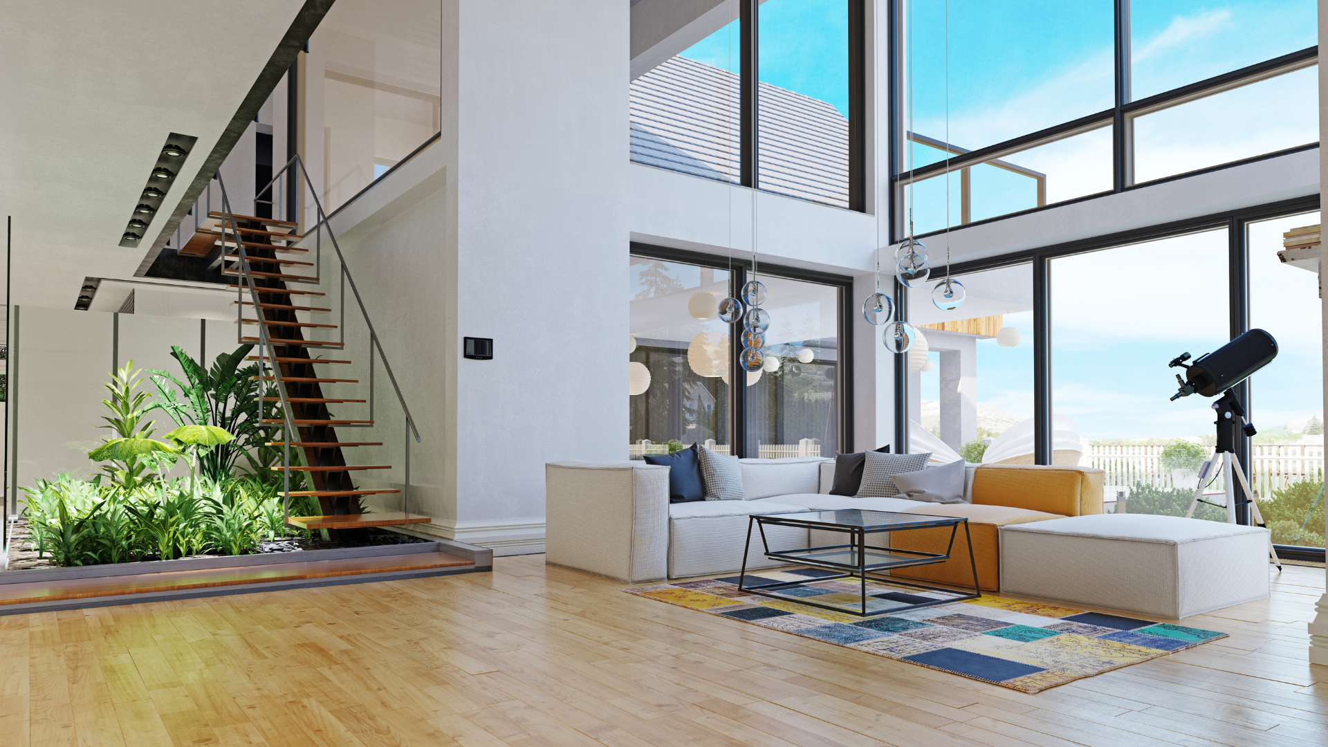 high rise home interior living room