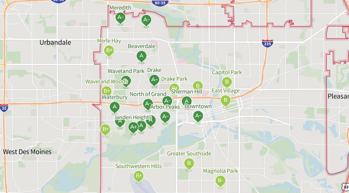 Map of the best places to buy a home in Des Moines Iowa Map of the best places to buy a home in Des Moines Iowa
