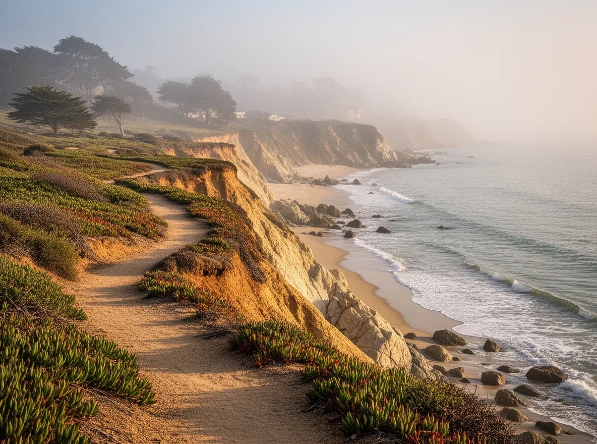 Coastal bluffs and shoreline near New Brighton State Beach in Capitola, California
