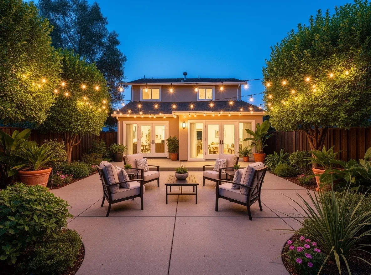 Inviting backyard patio arranged for relaxed outdoor living