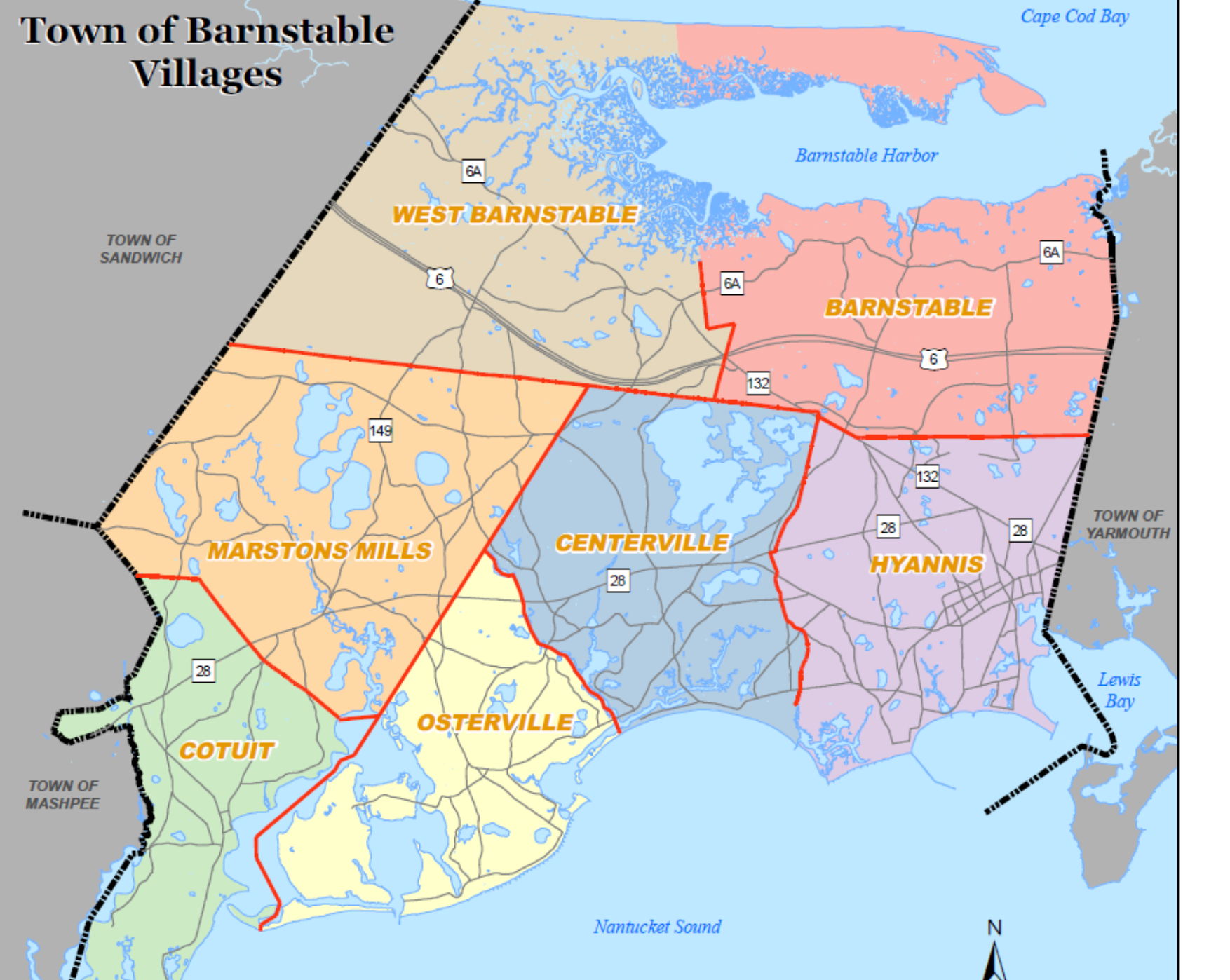 Barnstable Villages Map