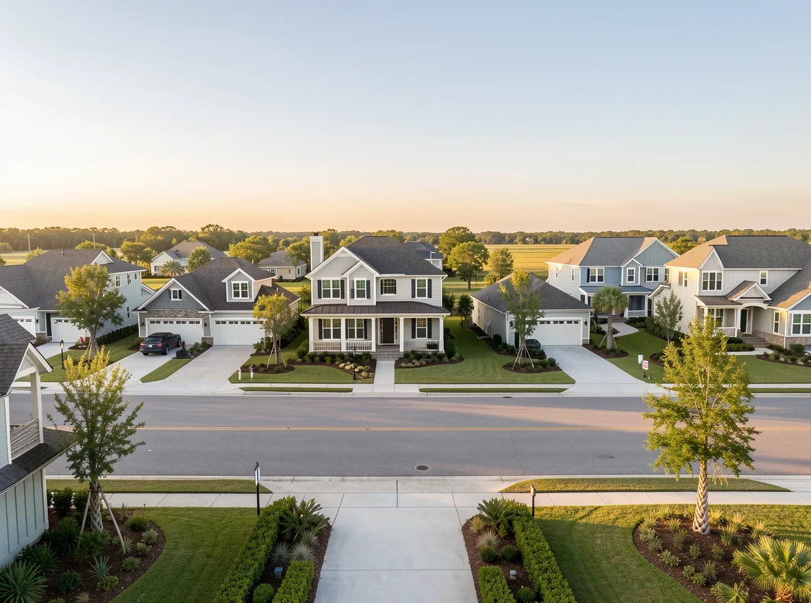 Homes and open landscape in Groveland, Florida