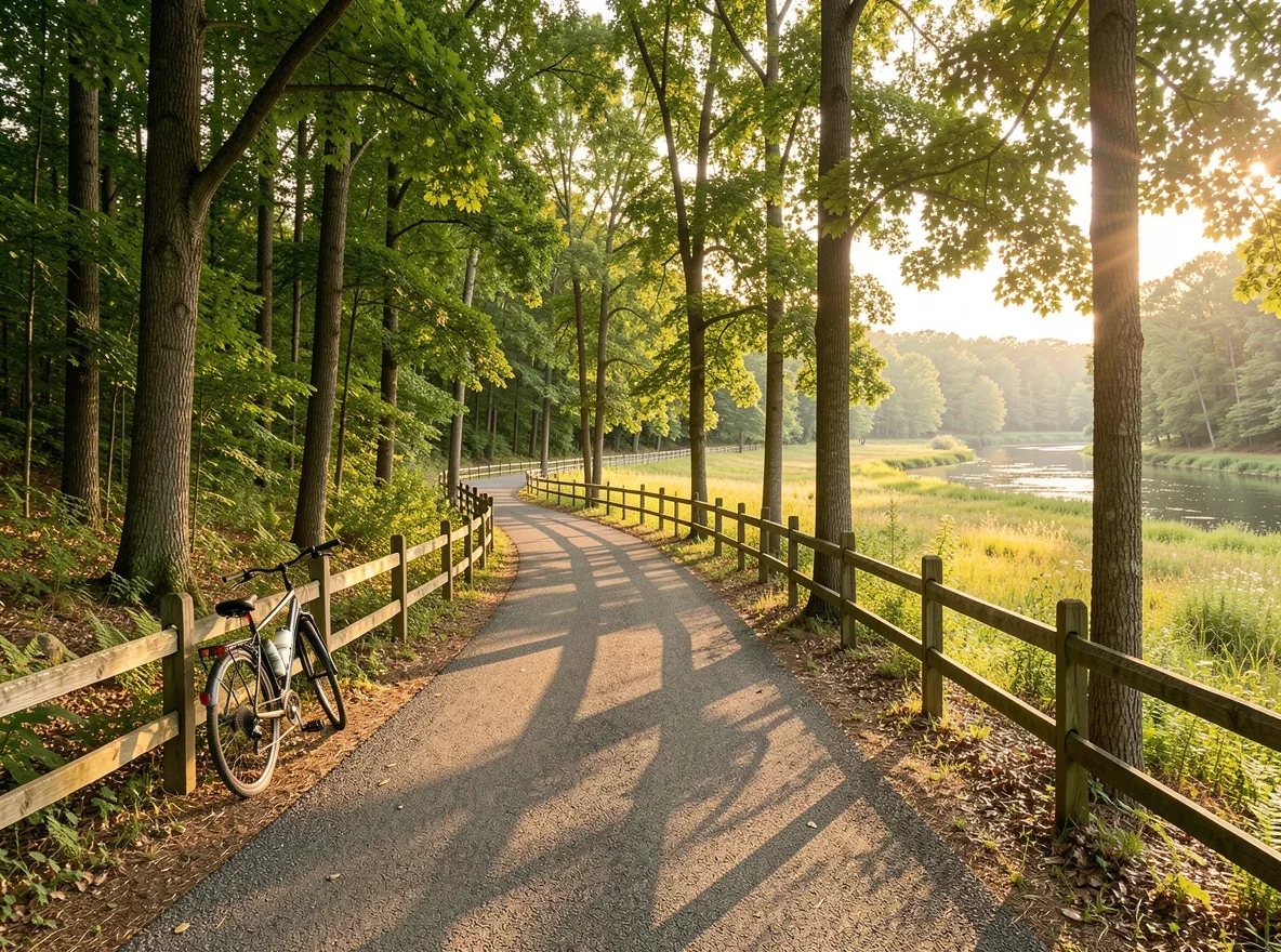 Trail and outdoor recreation scene reflecting Bella Vista and Northwest Arkansas lifestyle