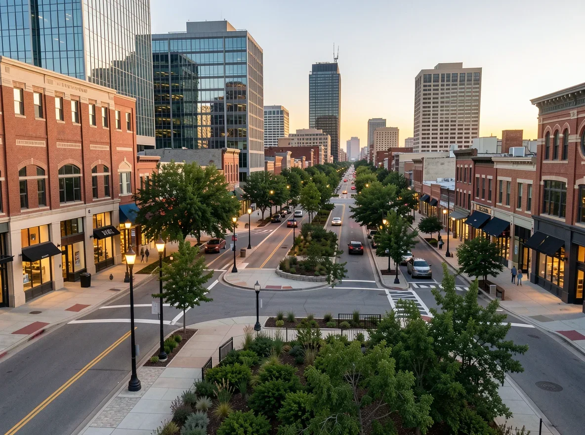 Downtown district representing the connected communities of Northwest Arkansas
