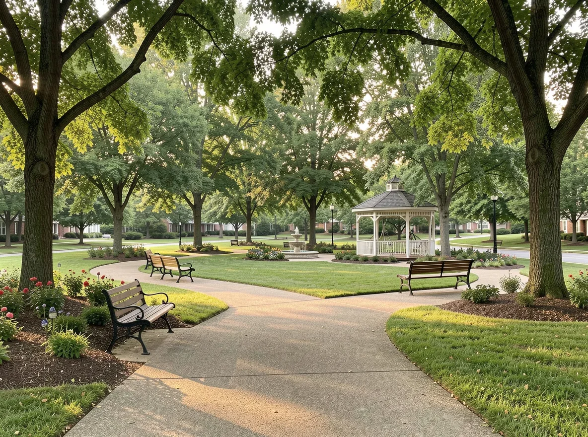 Neighborhood green space illustrating lifestyle-focused relocation decisions in Northwest Arkansas