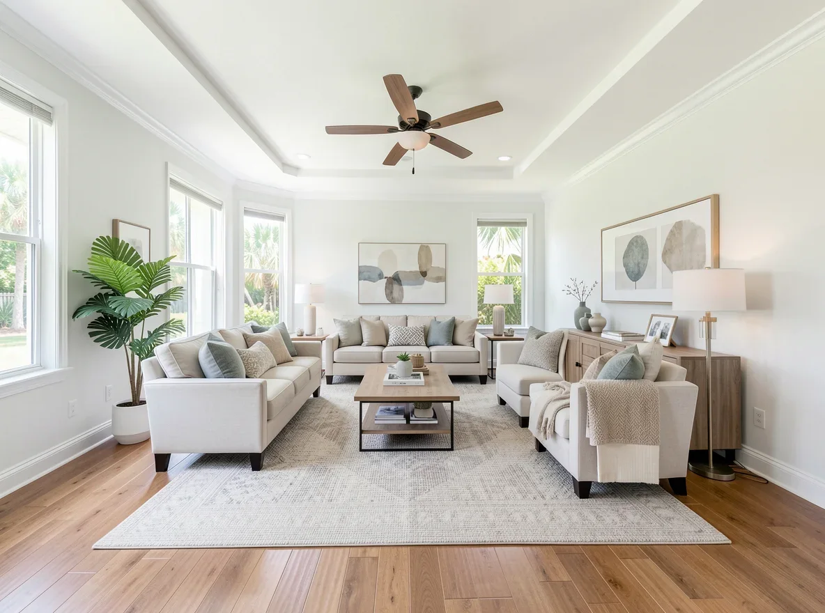Cool and comfortable staged South Florida interior
