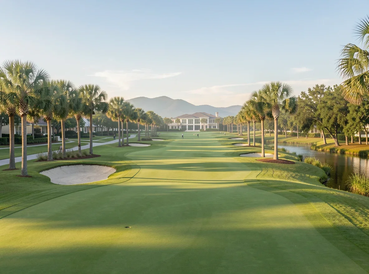Palm Harbor golf community landscape with fairways and Florida greenery