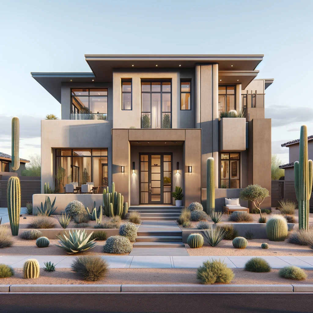 Front home with a nice curb appeal and low maintenance landscaping for the owner. How to create a nice curb apppeal in the Sonoran Desert?