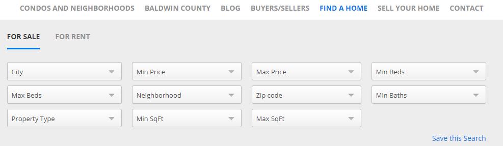 Real estate search form