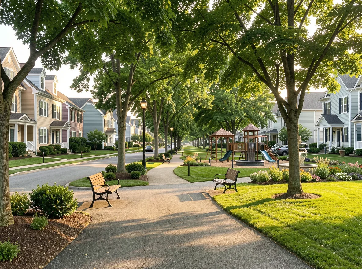 Tree-lined suburban neighborhood in Anne Arundel County, Maryland