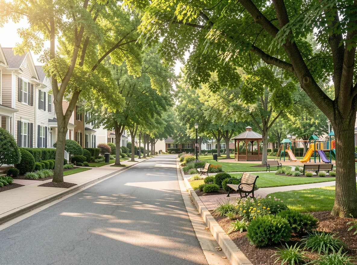 Tree-lined neighborhood setting in Howard County, Maryland
