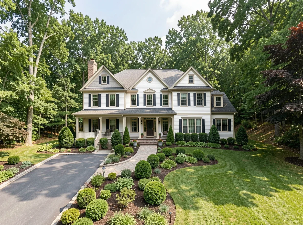 Hillside home exterior in Ellicott City