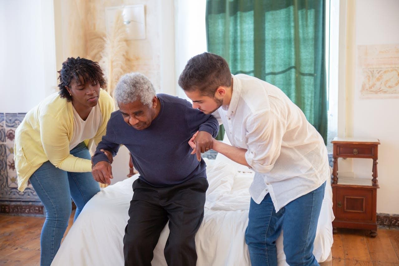 If you are senior pros and cons of moving to a smaller home weigh more on pros Helping senior to get up from the bed