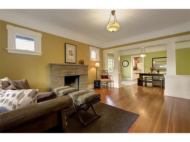 Spacious living and dining rooms in the beautiful Phinney Ridge Craftsman
