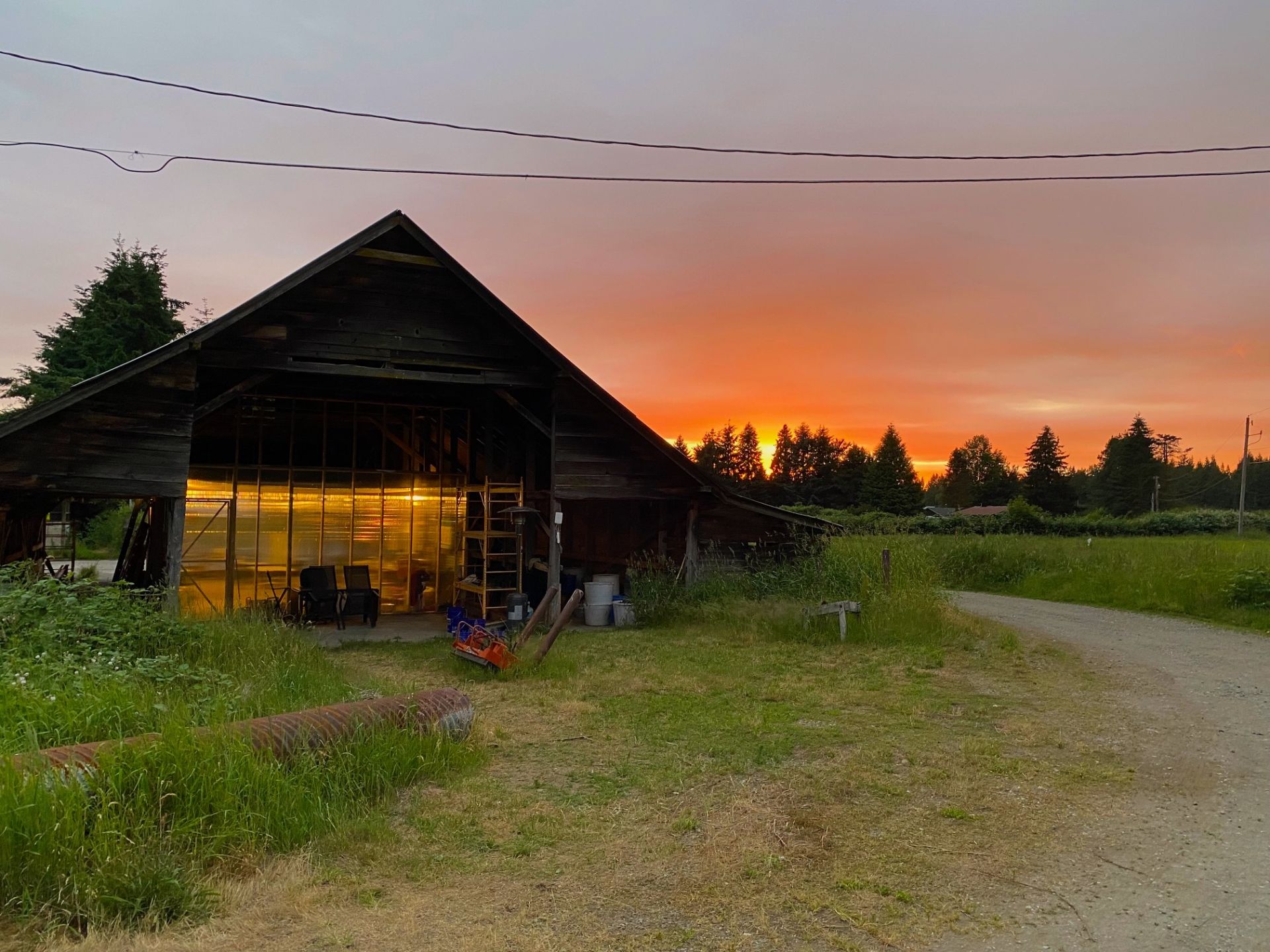 100 yr old Dairy barn with Sunset in background