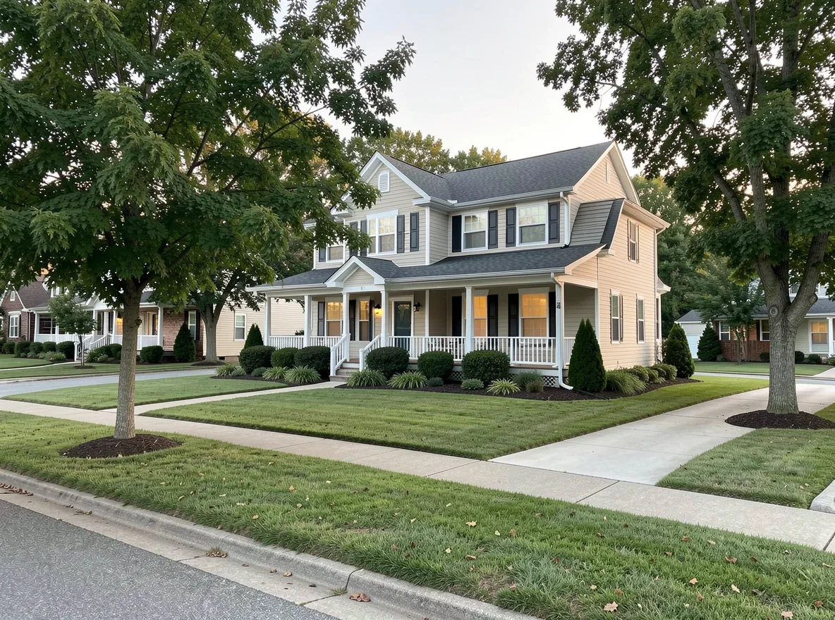Residential neighborhood scene in Mocksville