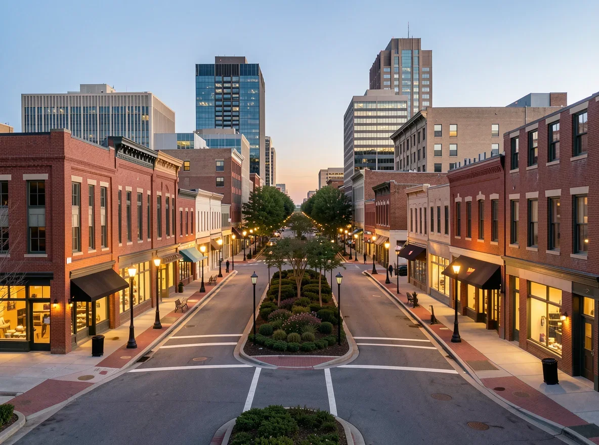 Historic downtown streetscape in Lexington, North Carolina