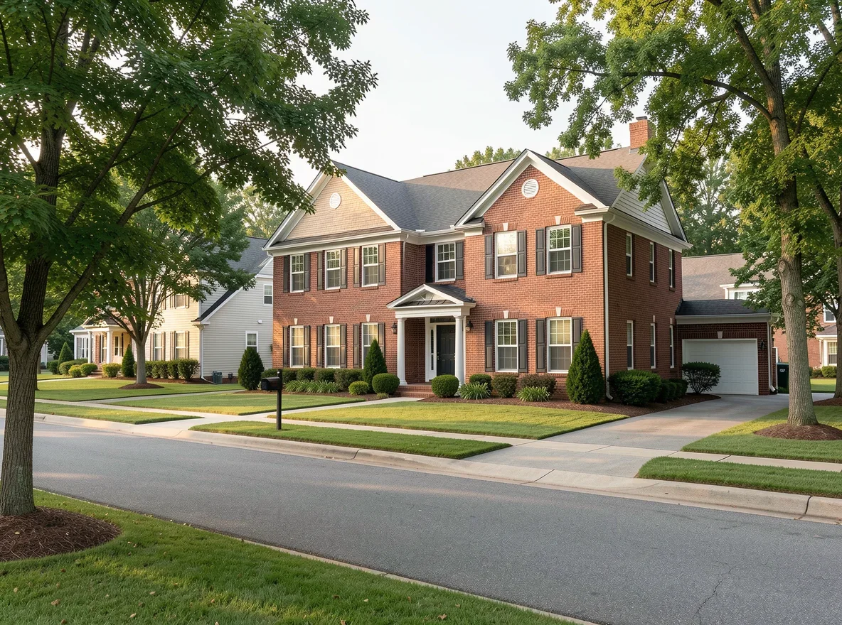 Residential neighborhood scene in Lexington, North Carolina
