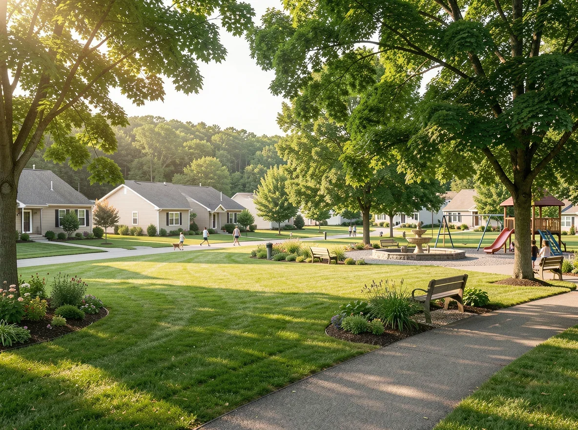Open green space and homes in Rural Hall