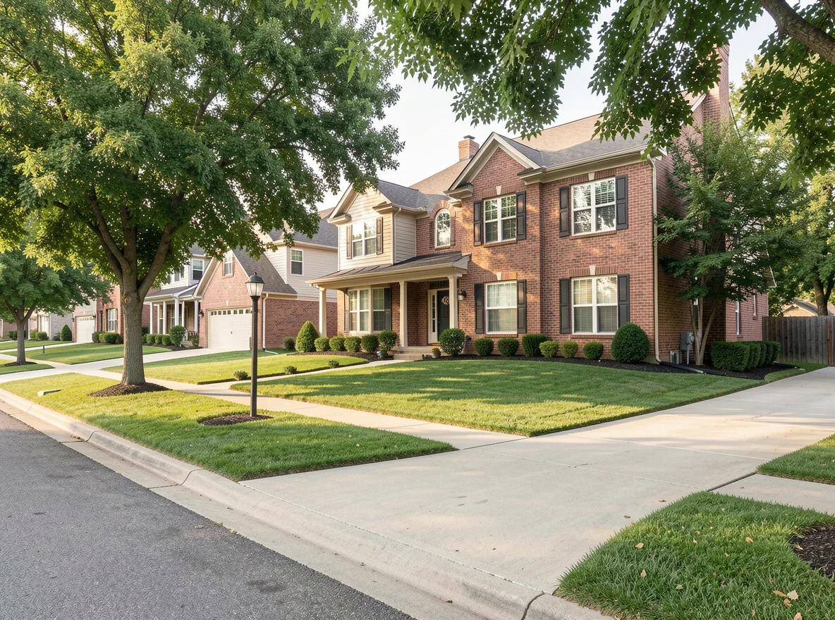 Tree-lined neighborhood street in Lewisville