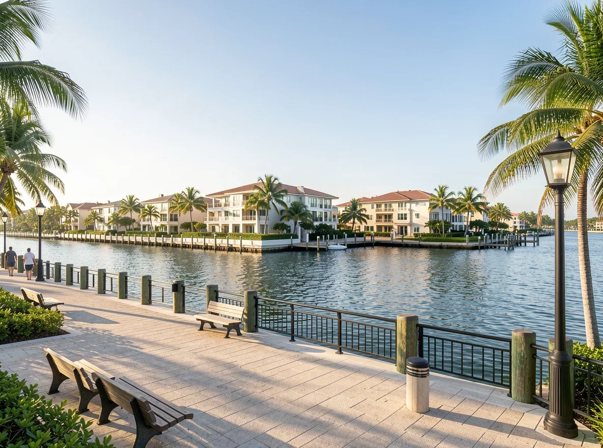 Luxury residential waterfront scene in Miami Beach