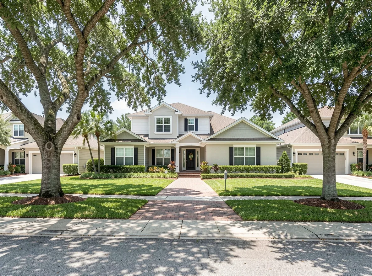 Tree-lined residential street in Cooper City, Florida