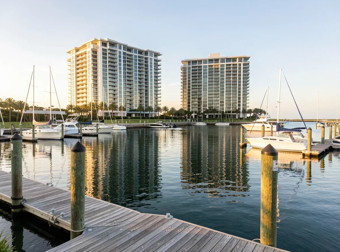 Aventura waterfront residential towers and marina access
