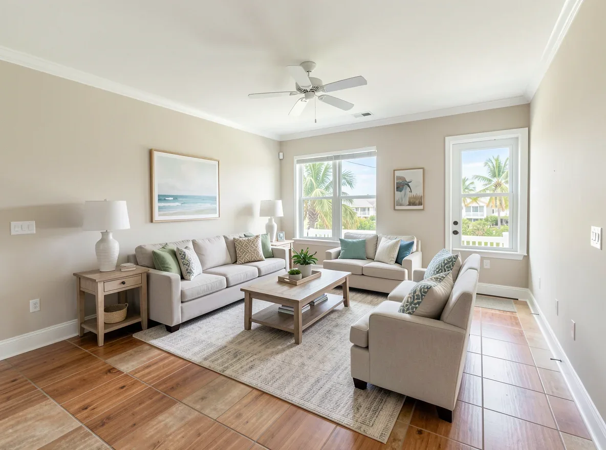 Bright staged interior in a Dania Beach home