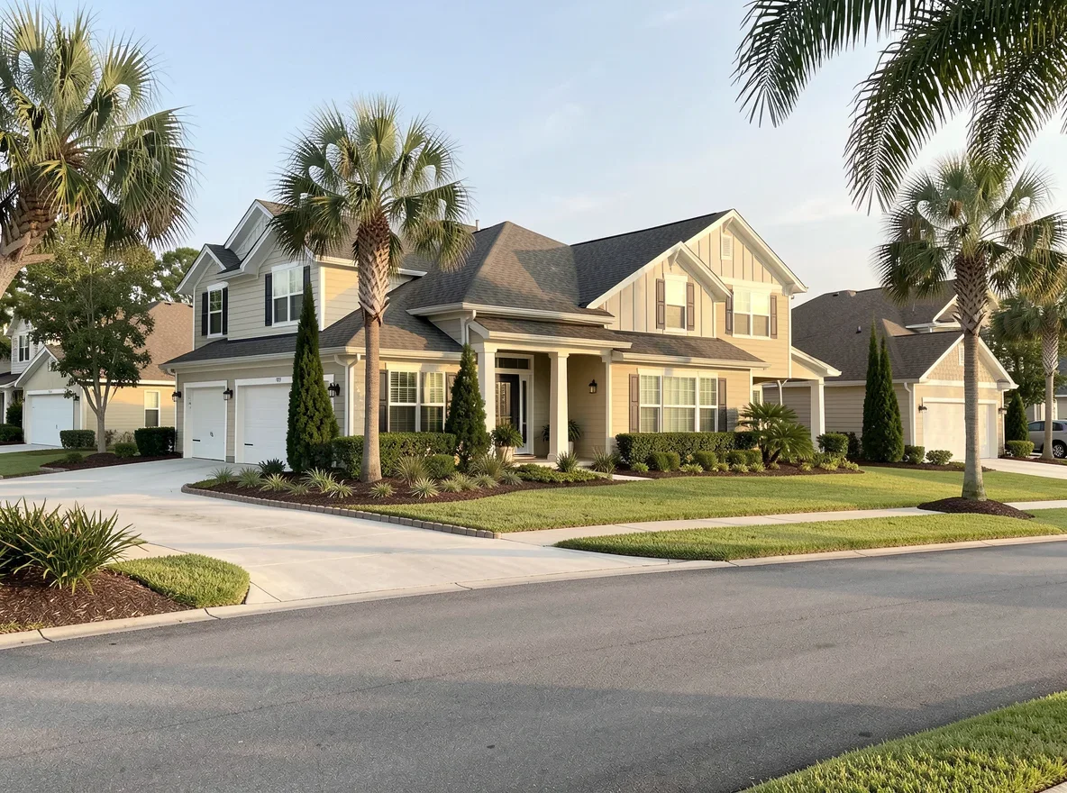 Suburban homes and streetscape in Pembroke Pines