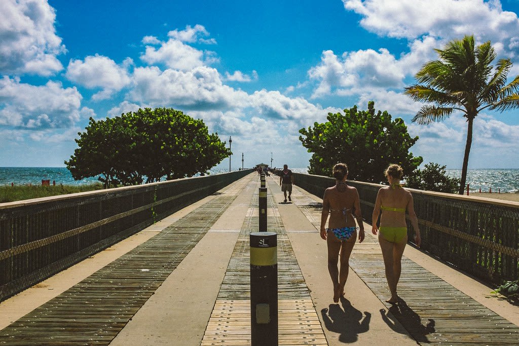 Pompano Beach pier and shoreline