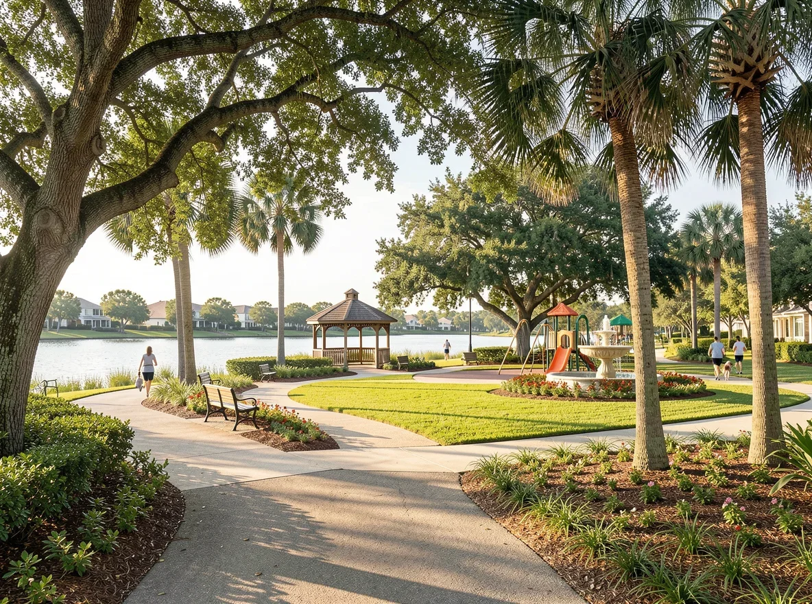 Outdoor recreation scene in Miramar with walking paths and green space